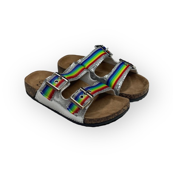 new Olivia Miller ❤︎ Pride Rainbow Birki Cork Footbed Sandal ❤︎ Iridescent ❤︎ 13 - Picture 12 of 16
